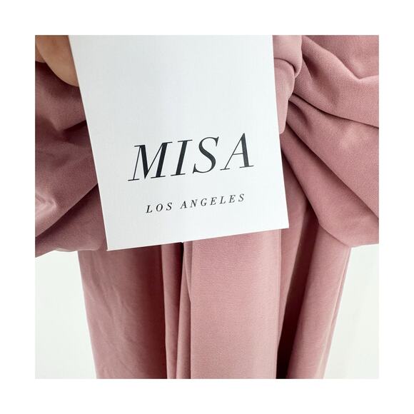 MISA Los Angeles Domino Tie Front Maxi Dress in Blush from Pink Size M NWT - Picture 10 of 13